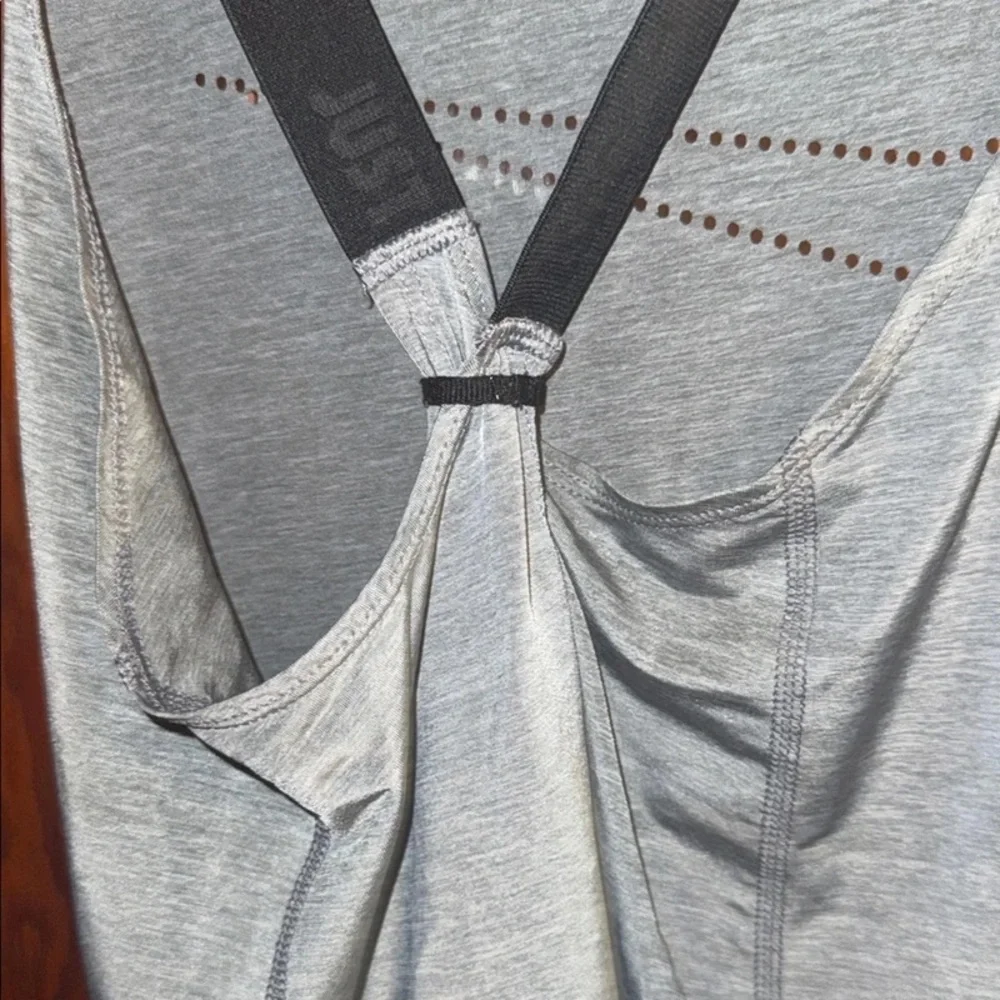 Nike Gray Tank with Black Straps and Perforated Swoosh